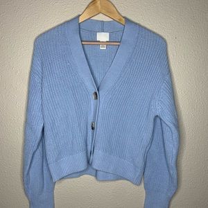 H&M, never worn, light dusty blue knitted cardigan, size is XS but fits like a M